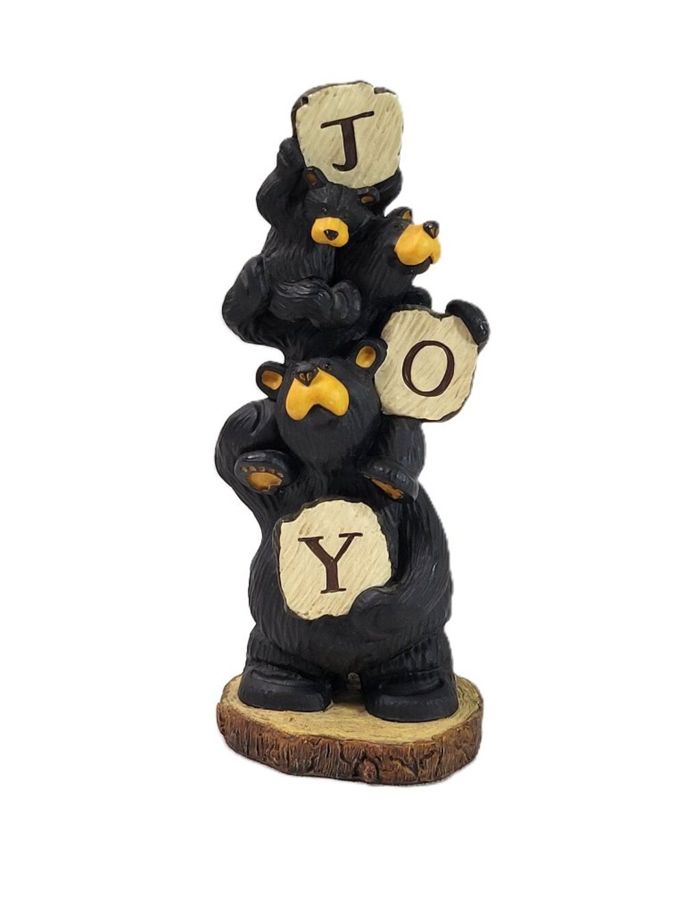 Bearfoots Bears JOY Christmas Big Sky Carvers Jeff Fleming Stacking Black Bears